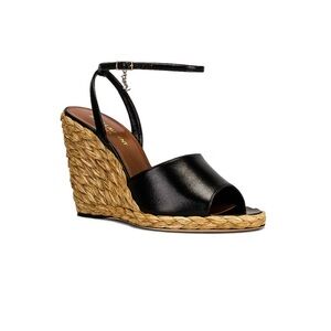 SAINT LAURENT - NIB Paloma Sandals Black Wedge Sandals Sz 36 1/2